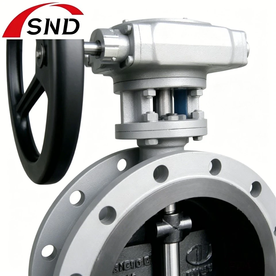 SND Heavy Duty Worm Gear Double Flange Concentric Butterfly Valve, Rubber Lined Seat Ductile Iron Body Butterfly Valve For Water Treatment, HVAC & Industrial Pipeline System price